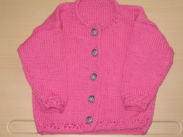 Cardigan Baby Sweater with Lace Trim