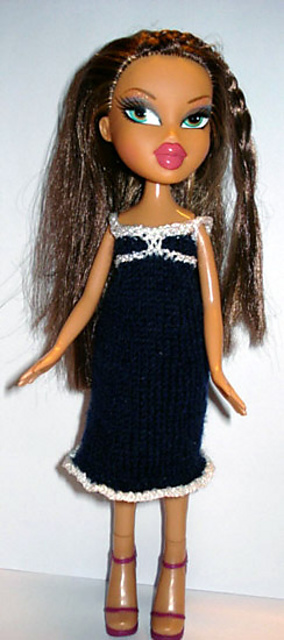 Bratz #054 Blue dress with white trim