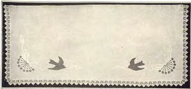 Dresser Scarf with Bluebirds No. 683
