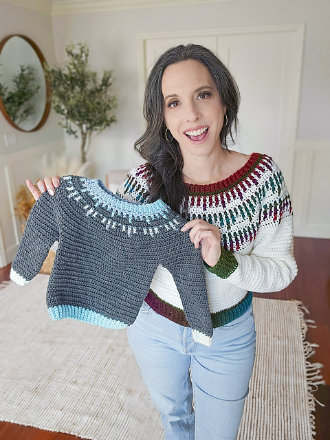 Mosaic Ridge Child Crochet Pullover