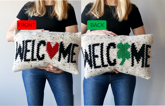 Valentines St Patricks Welcome Pillow