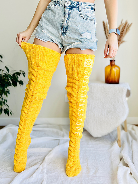 Plush cable stockings