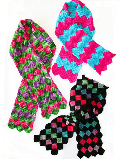 Crochet Entrelac Scarves