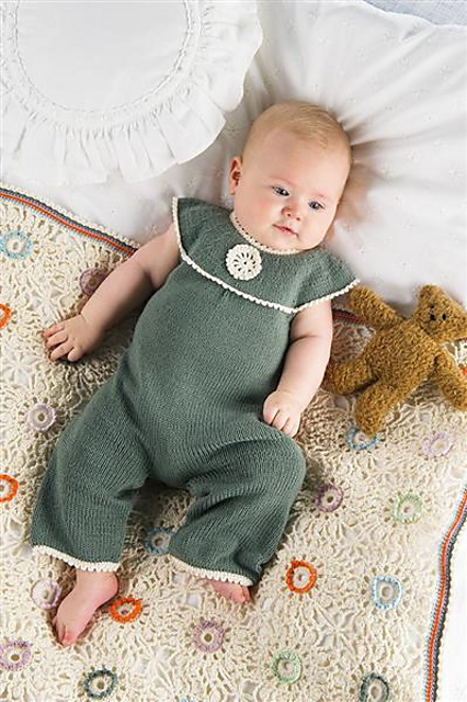 1206-1E Green romper with yoke