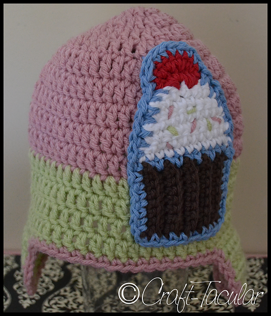 Crochet Cupcake Earflap Hat