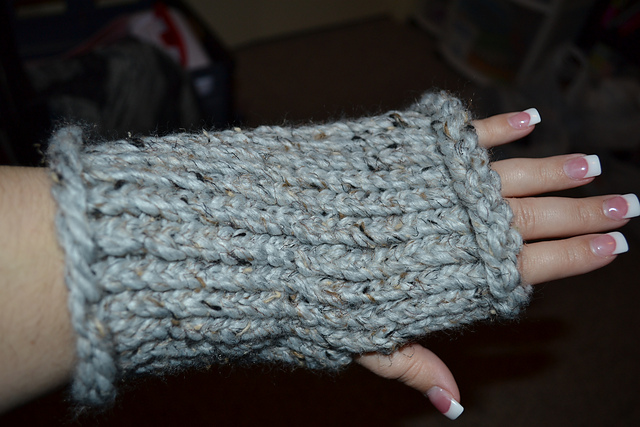 Loom Knit Fingerless Gloves