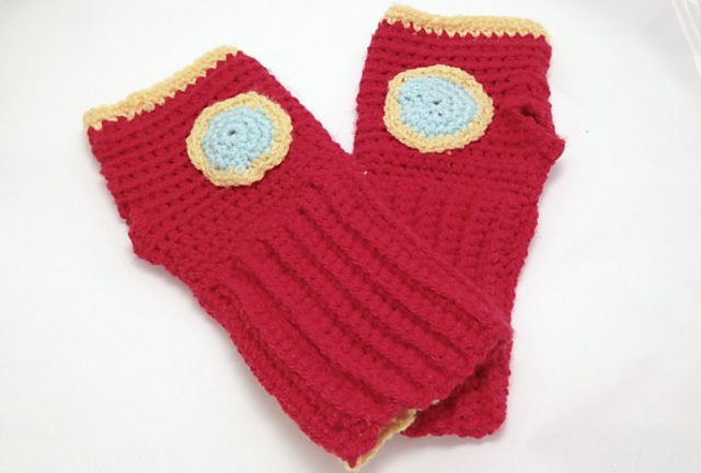 Adult size Iron Man fingerless mittens