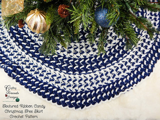 Textured Ribbon Candy Christmas Tree Skirt