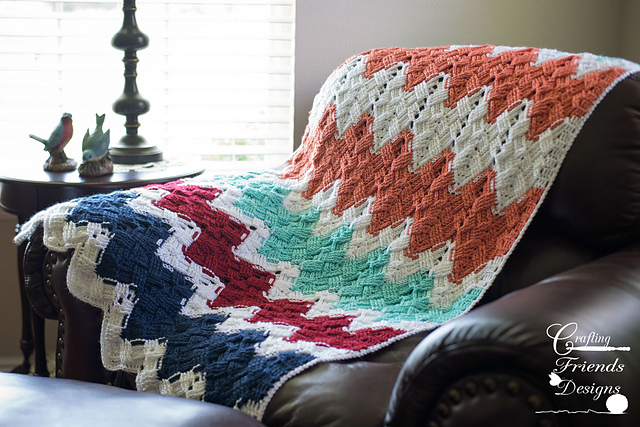 Basket Weave Chevron Afghan