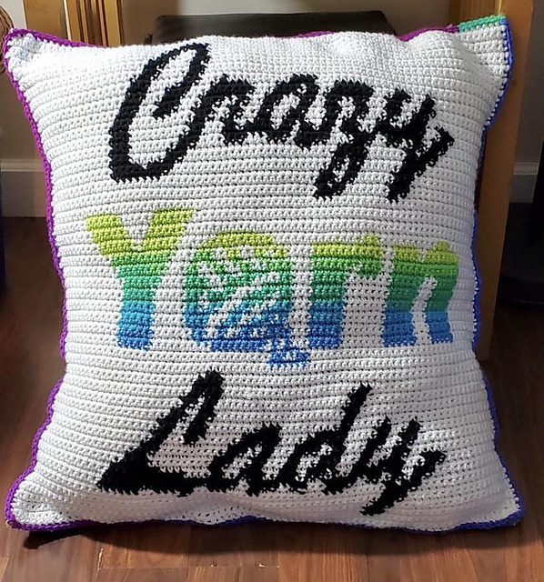 Crazy Yarn Lady Pillow