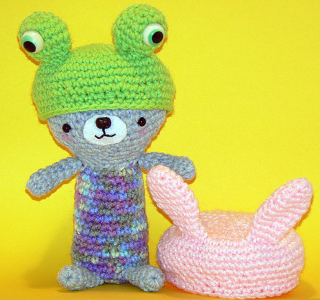 Bear with Bunny & Frog Hat