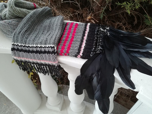 Embellished Winter Scarf with Feathers