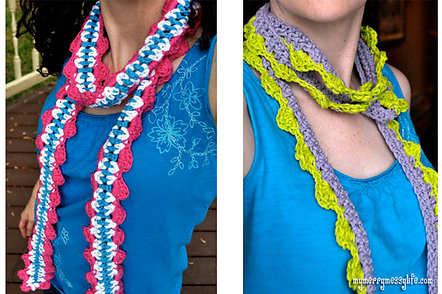 Crochet Shell Skinny Scarf