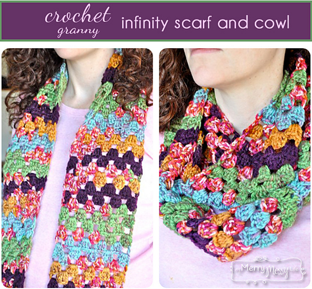 Crochet Granny Stitch Infinity Scarf and Cowl