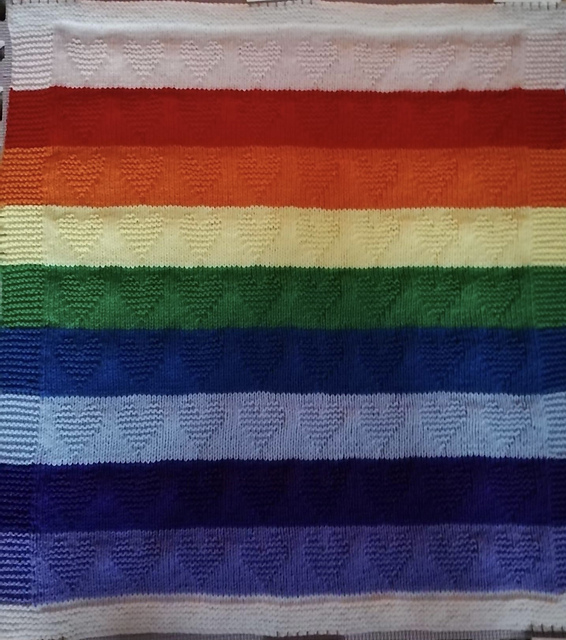 Rainbow heart blanket