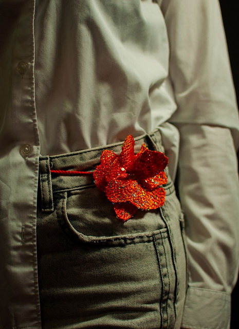 Orange Tunisian Crochet Flower