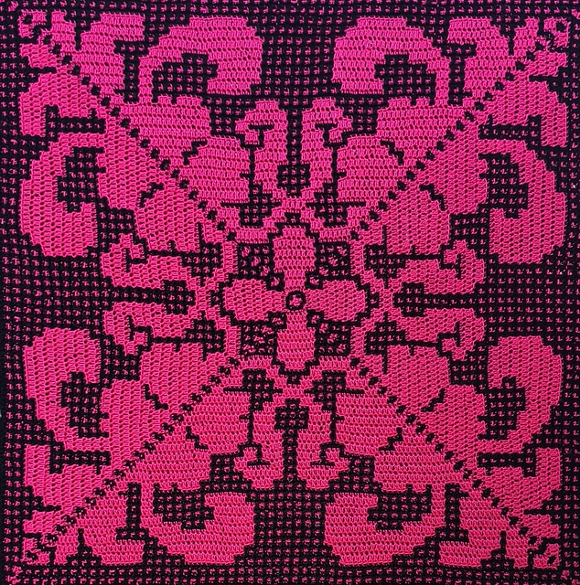 Mosaic Square from the center out "Neon Labyrinth"