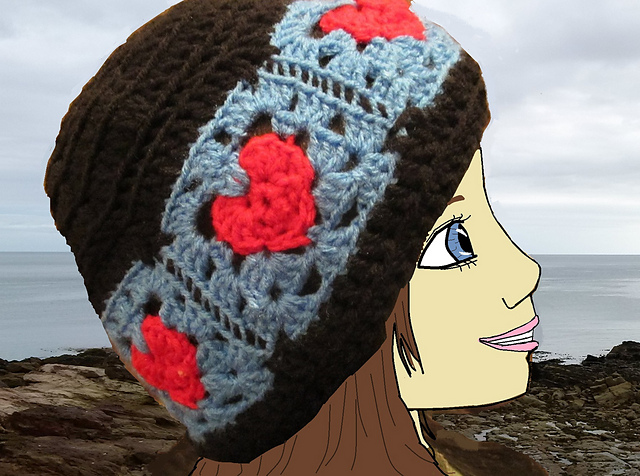 Head Over Heels Granny Square Heart Beanie