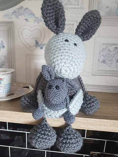 Katy the Amigurumi Kangaroo with Joey