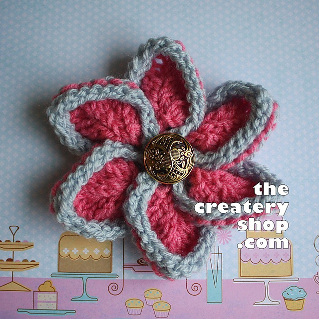 Ravelry Colorful Confection Knit Flower Applique pattern by Createry Shop