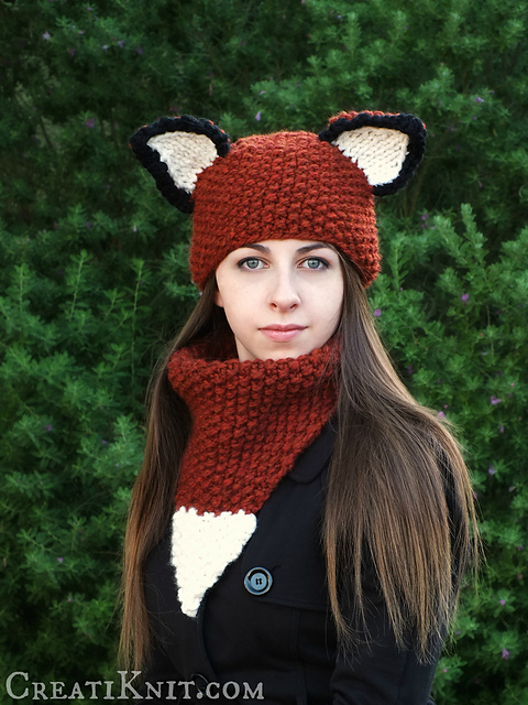 Teen/Adult Fox Hat & Cowl Set