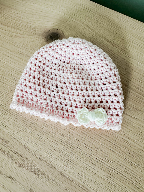Simple Bow NICU Crochet Beanie