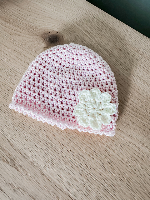 Simple Flower NICU Crochet Beanie