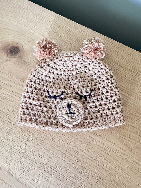 Brown Bear NICU Crochet Beanie