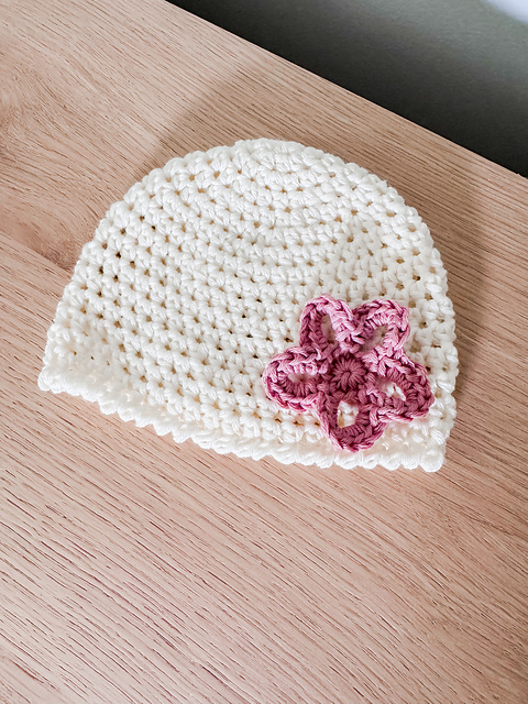 Easy Flower NICU Crochet Beanie