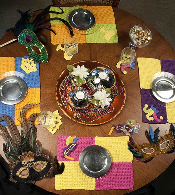 Mardi Gras Place Mat and Coaster Set