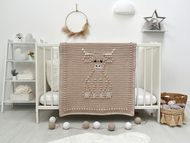 Bobbly Highland Cow Baby Blanket