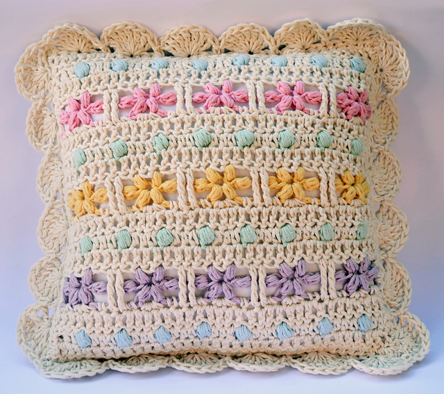 Sweet Flowery Baby Girl Crochet Cusion