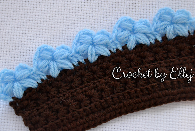 Edging with puff stitch flowers