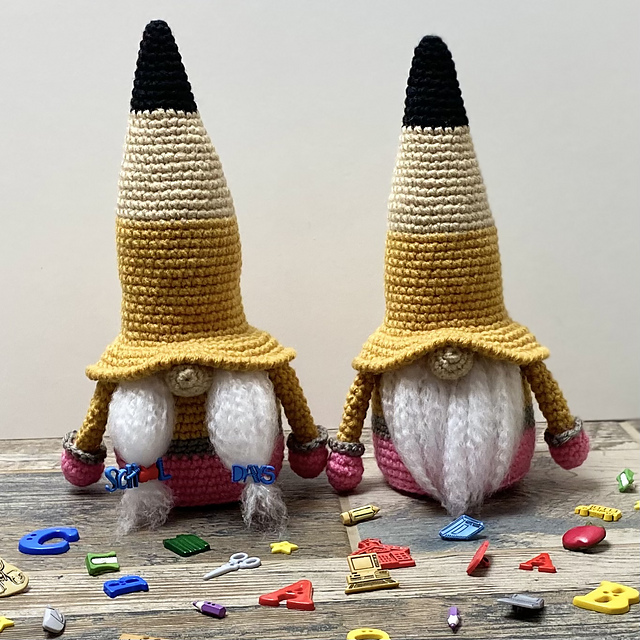 Pencil Hat Crochet Gnome
