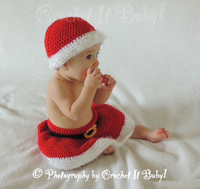 Santa Baby, Santa Hat and Skirt Set