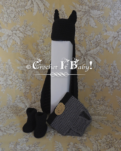 Batman Hat/Cape, Bootie & Diaper Cover Photo Prop