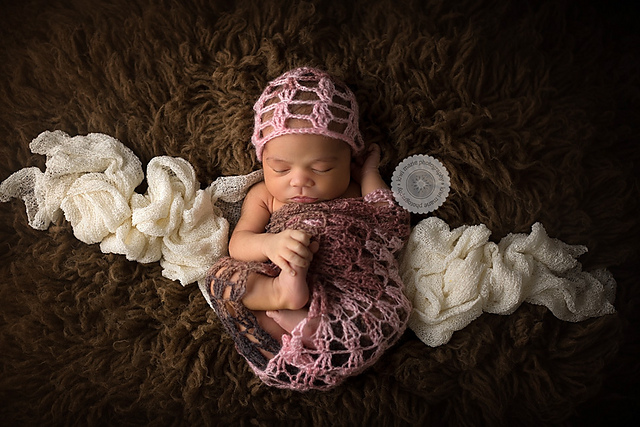 Crochet Baby Wrap and Hat Photo Prop