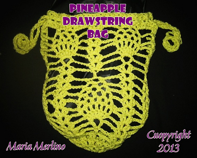 Pineapple Stitch Drawstring Bag
