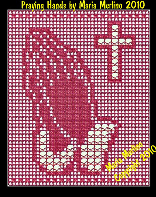 Filet Praying Hands with Cross