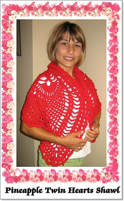 Pineapple Twin Hearts Shawl Valentine Prayer