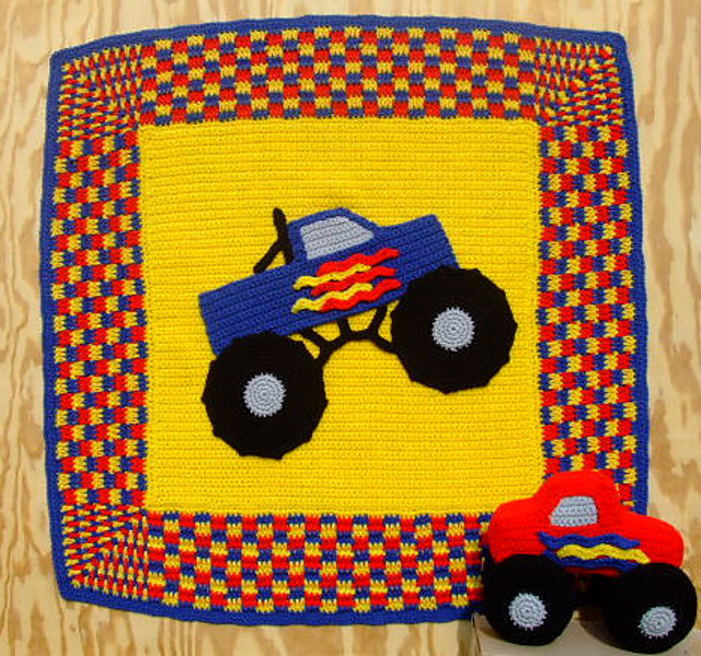 CV062 Monster Trucks Afghan and Toy