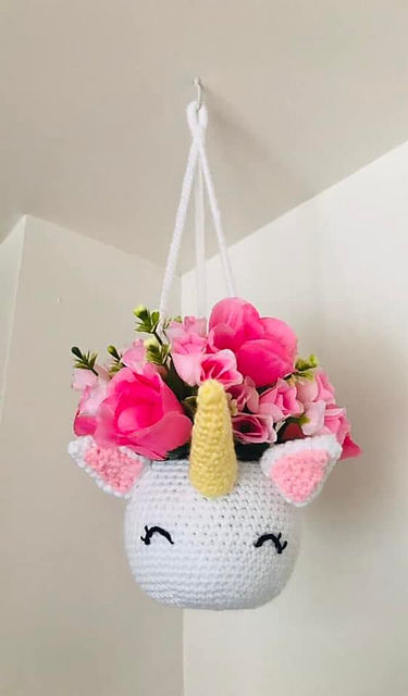 Unicorn Amigurumi Plant Hanger