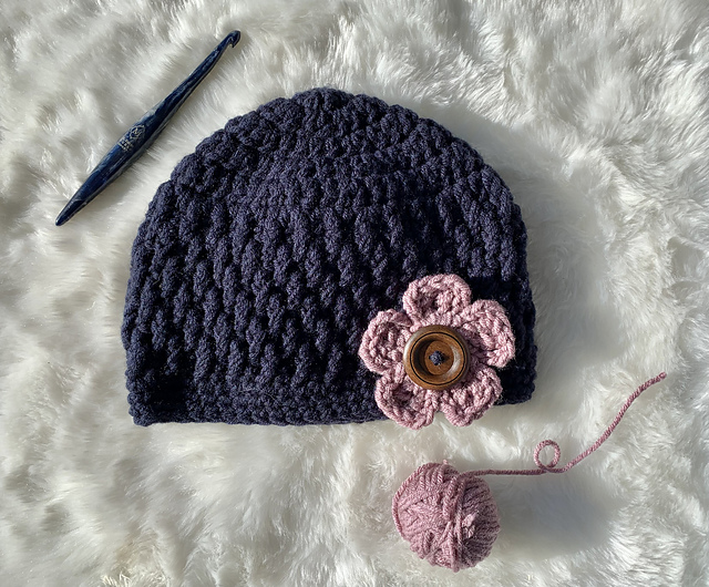 Ravelry: Easy Peasy Flower Beanie pattern by Crochet for Two Designs