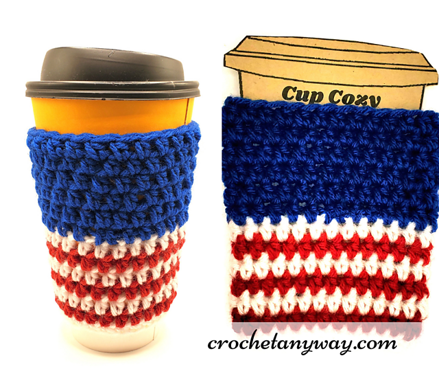 Red, white and blue cup cozy