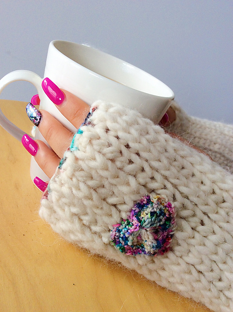 Cuddly Knit Look Wristwarmers