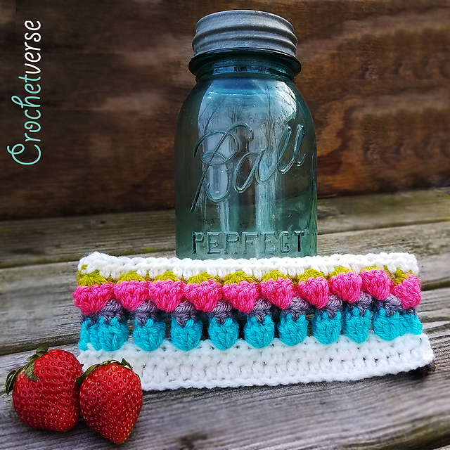 Vintage Mason Jar Strawberries Stitch