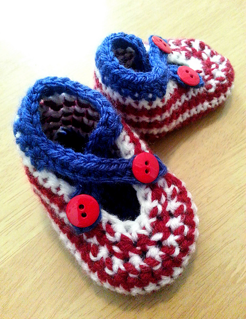 Red, White and Blue Striped Baby Flag Shoes