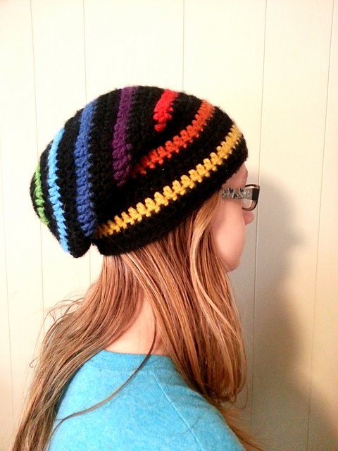 Rainbow Slouchy Beanie Hat