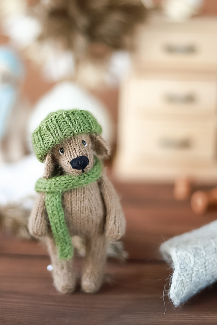 Puppy with Hat and Scarf
