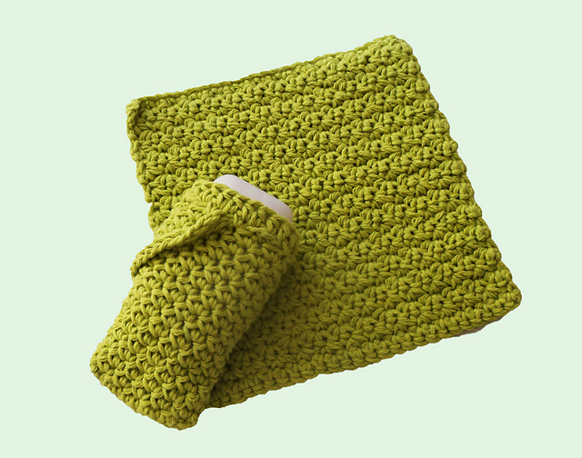 Green Washcloth and Soap Saver